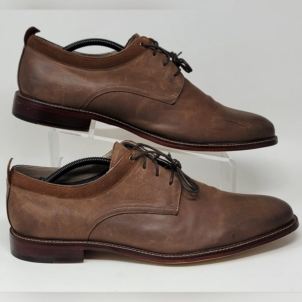 Aston Grey Dwilia Oxford Brown Leather Dress Shoes Men's Size 12 Pre-owned